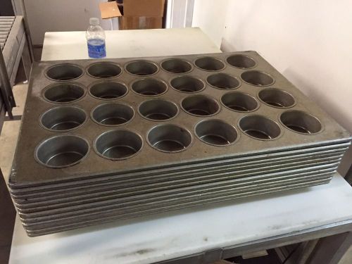 Lot of 12 Large Muffin Pans 24 Cup Baking Dough Bakery Pans Stainless Steel Nice
