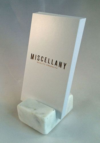 Vertical Business Card Holder - White Carrara Marble - Recycled Marble