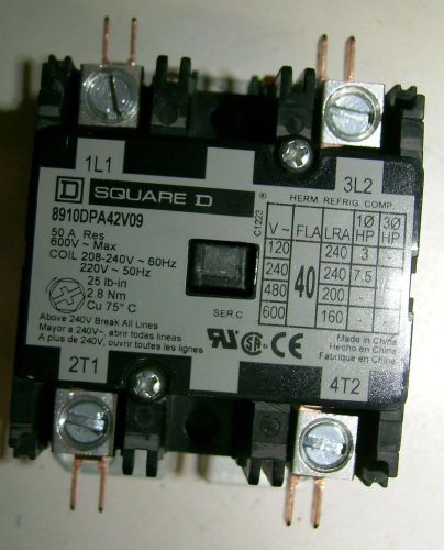 240v 2 40 amp pole square d new relay contactor. for sale