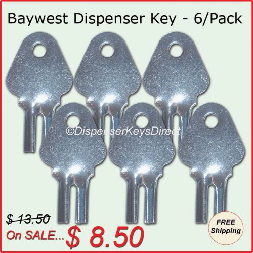 Baywest #1200 Dispenser Key for Paper Towel, Toilet Tissue Dispensers - (6/pk.)
