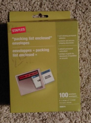 Staples &#034;Packing List Enclosed&#034; Envelopes Pack of 100 4.5&#034; x 5.5&#034; 468074