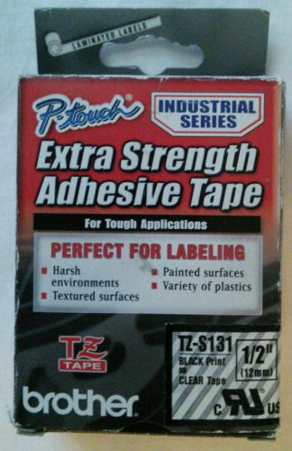 TZ TAPE TZ-S131 Brother 1/2 &#034; Black on Clear Extra Adhesive