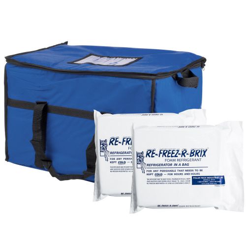 Soft Sided 22&#034; x 13&#034; x 14&#034; Blue Insulated Nylon Cooler Bag and Foam Freeze Pack
