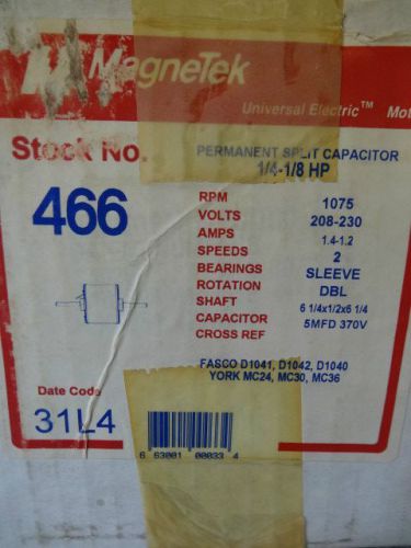 Magnetek permanent split capacitor 1/4-1/8hp motor de3g109n, stock no. 466 for sale