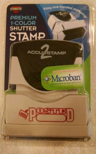 Cosco Stamp 035607 Shutter Stamp, Antimicrobial, &#034;Posted&#034;, Red