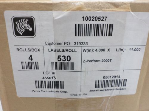 Box of (4) zebra z-perform 2000t thermal labels (10020527)  - new for sale