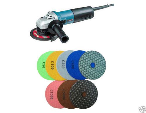 Zered 4&#034; premium diamond wet/ dry polishing pads w/ makita angle grinder for sale