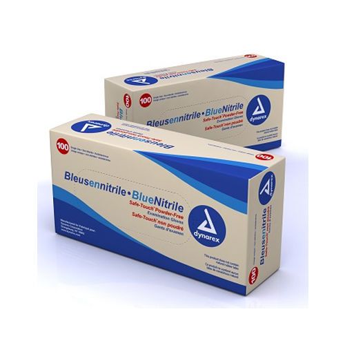 Dynarex 2513 safetouch nitrile exam gloves large powder free natural case of 10 for sale