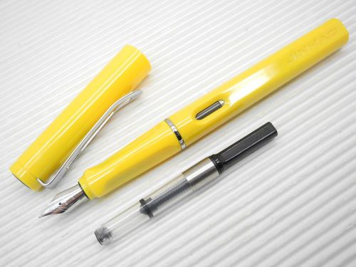 Jinhao 599B Medium Fine Nib Fountain Pen w/ Ink Converter +5 Black Cartridges, Y