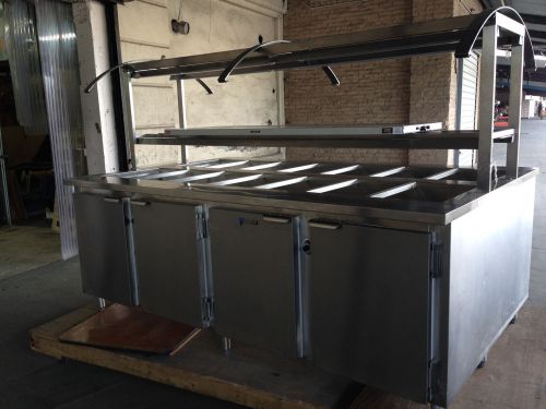 Custom cool hb-14e 14 tray hot food bar steam table with hatco warmer for sale