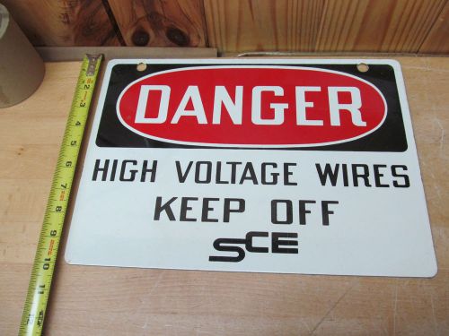 Danger high voltage wires double-sided porcelain sign industrial safety vintage for sale