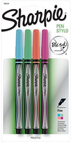 Sanford Sharpie Fine Point Pen Stylo, Assorted Colors, 4-Pack 1802224