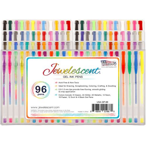 Us art supply jewelescent 96pc gel pen set glitter, metallic, neon (48 colors) for sale