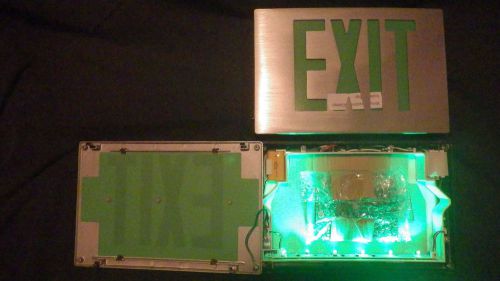 Fulham fhex22-g-em die-cast aluminum green letter led exit sign x 2 for sale
