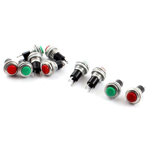 10pcs 10mm thread spst momentary metal push button switch red green for sale