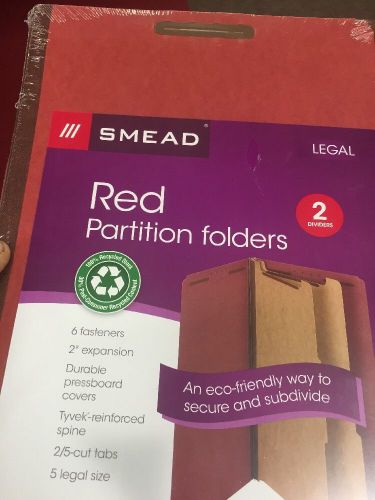 Smead 19046 100 Percent Recycled Classification Folder, 2 Divider Red, Pack Of 5