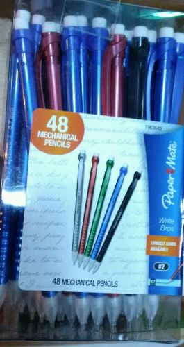 Write Bros Papermate 48 mechanical pencils  #2 .07mm Assorted Colors 1963942 NEW