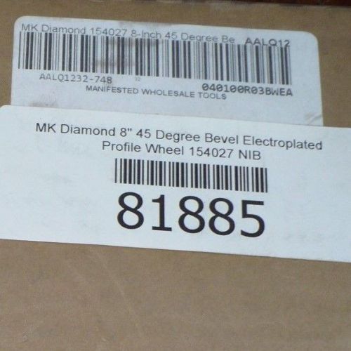 MK Diamond 154027 8&#034; 45 Degree Bevel Electroplated Profile Wheel, New