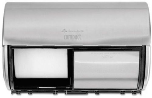 Compact Horizontal 2-Roll Tissue Dispenser, Stnlss Steel, 10 1/8 X 6 3/4 X 7 1/8