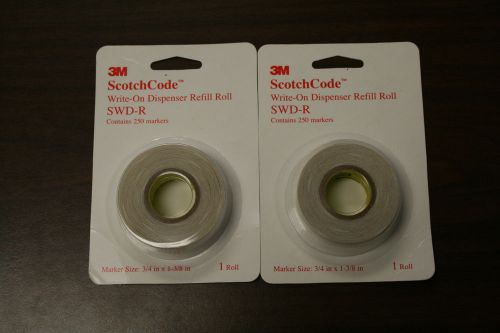 ***lot of 2*** 3m swd-r write on dispenser refill roll .75&#034; x 1.375&#034; 250 pc roll for sale