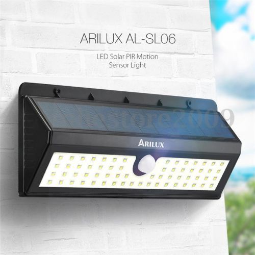 ARILUX Solar Powered 62 LED PIR Motion Sensor Light Outdoor Garden Waterproof