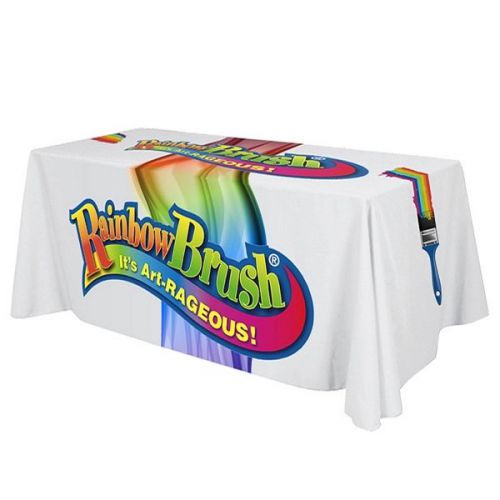 4 Sided 80x132 Tablecloth 6 foot Full Color CUSTOM IMPRINTED LOGO FREE SHIPPING