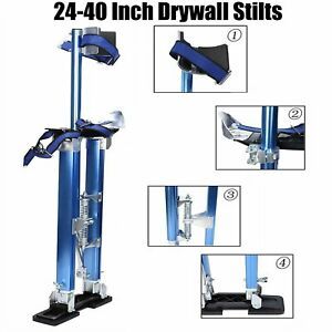 Drywall Stilts 24-40 Inch Aluminum Tool Stilt For Painting Painter Taping Blue