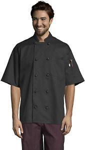 Uncommon Threads Men&#039;s Short Sleeve Monterey Chef Coat Cook Jacket with Buttons