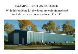 Two Steel Building Kits 50&#039; x 120&#039; Kelly Green with White Roof Never Constructed
