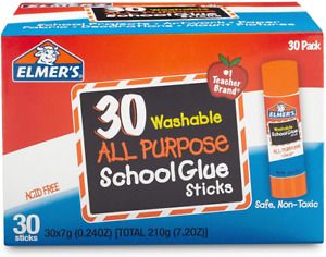 Elmer&#039;s All Purpose School Glue Sticks, Washable, 7 Gram, 30 30 Count, White