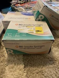 100 NEW BD Syringes 1ml 12.7mm 31ga. Lot Of 10 Bags Aug 24 exp