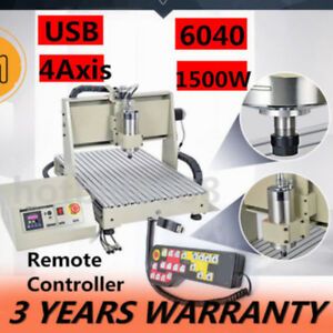 USB 4Axis 1.5KW 6040 CNC Router Engraver Wood Metal Carving Mill Machine +RC
