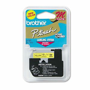 Brother M Series Tape Cartridge for P-Touch Labelers 1/2w Black on Yellow MK631