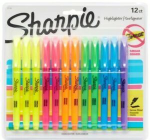 Pocket Highlighters, Chisel Tip, Assorted Colors, 12-Count