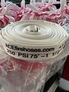 Certified Tested Pin Rack Fire Hose,1-1/2&#034; ID x 75 ft rolled Fire Defense