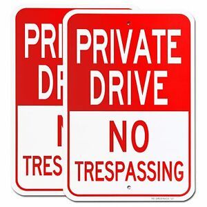 MUXYH Private Drive No Trespassing Sign 2 Pack, 12&#039;&#039; X 18&#039;&#039; .63 Rust Free Heavy