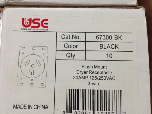 30A Flush Mount Dryer Receptacle 3-Wire Power Outlet 125/250V 10-30R 67300-BK