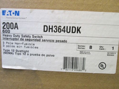 Cutler-Hammer Non-fusible Safety Switch DH364UDK 200A 600V 3P New surplus