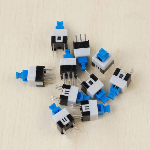 50pcs 8mm x 8mm blue cap 6 pin self-locking type square button switch 8x8mm for sale
