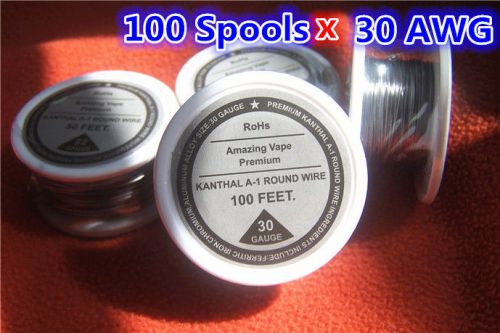 100 spools x 100 feet kanthal wire 30 gauge  awg,(0.25mm) a1 round resistance ! for sale