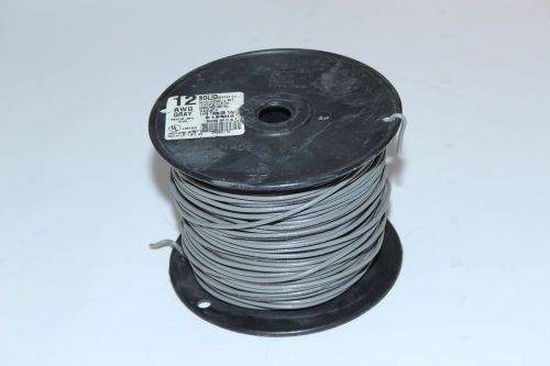 12awg thhn solid, copper building wire 500&#039; new full roll gray for sale