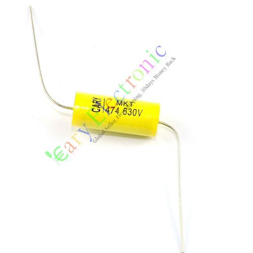 10pc yellow long copper leads axial polyester film capacitor 0.47uf 630v fr amps for sale