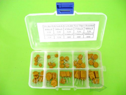 10value Polyswitch Resettable Fuses 50pcs Assorted Box kit Fuse 0.4A - 5A  1