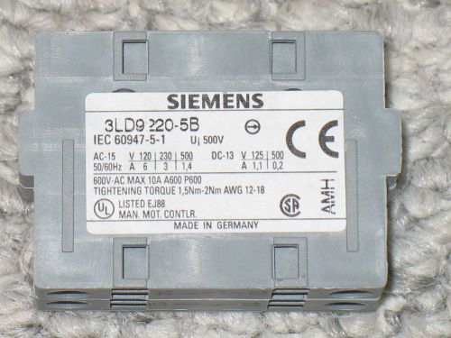 **NEW** Siemens 3LD9220-5B Auxiliary Contact Block, 1 N.O, 1 N.C, 32 Amp
