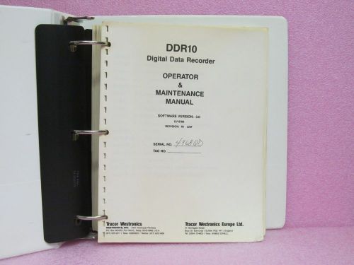 Tracor Manual DDR10 Digital Data Recorder Operator &amp; Maintenance Manual w/Schem.