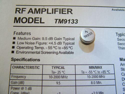 RF AMPLIFIER TM9133 10MHz - 2000MHz TO-8 QTY 1 UNIT