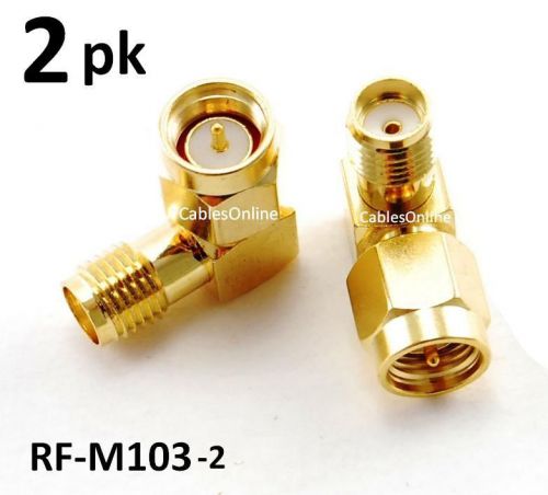 2-pack sma male to female right angle 90-degree adapter w/ gold plated contacts for sale