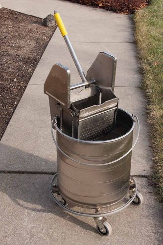Royce rolls stainless steel 8-gallon bucket and wringer combo on 3&#034; casters for sale