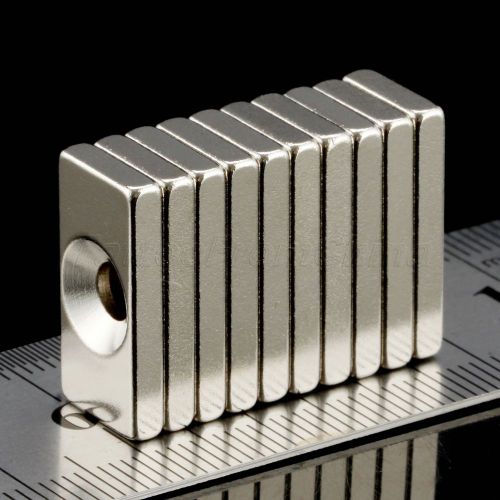 10x Strong Block Countersunk Rare Earth Neodymium Magnet F20 x 10 x 3mm Hole 4mm