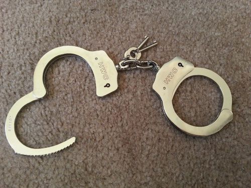 Nickel plated steel Police handcuffs with two keys double locking